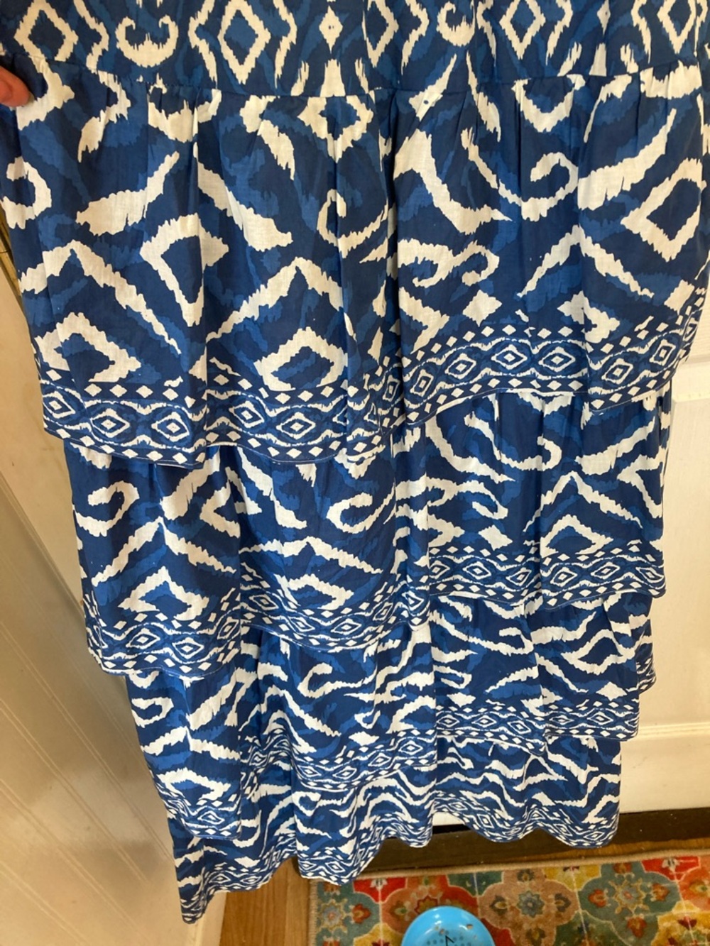 Caroline Constas Blue and White Floral Lace-Trim Dress - Picture 5 of 12